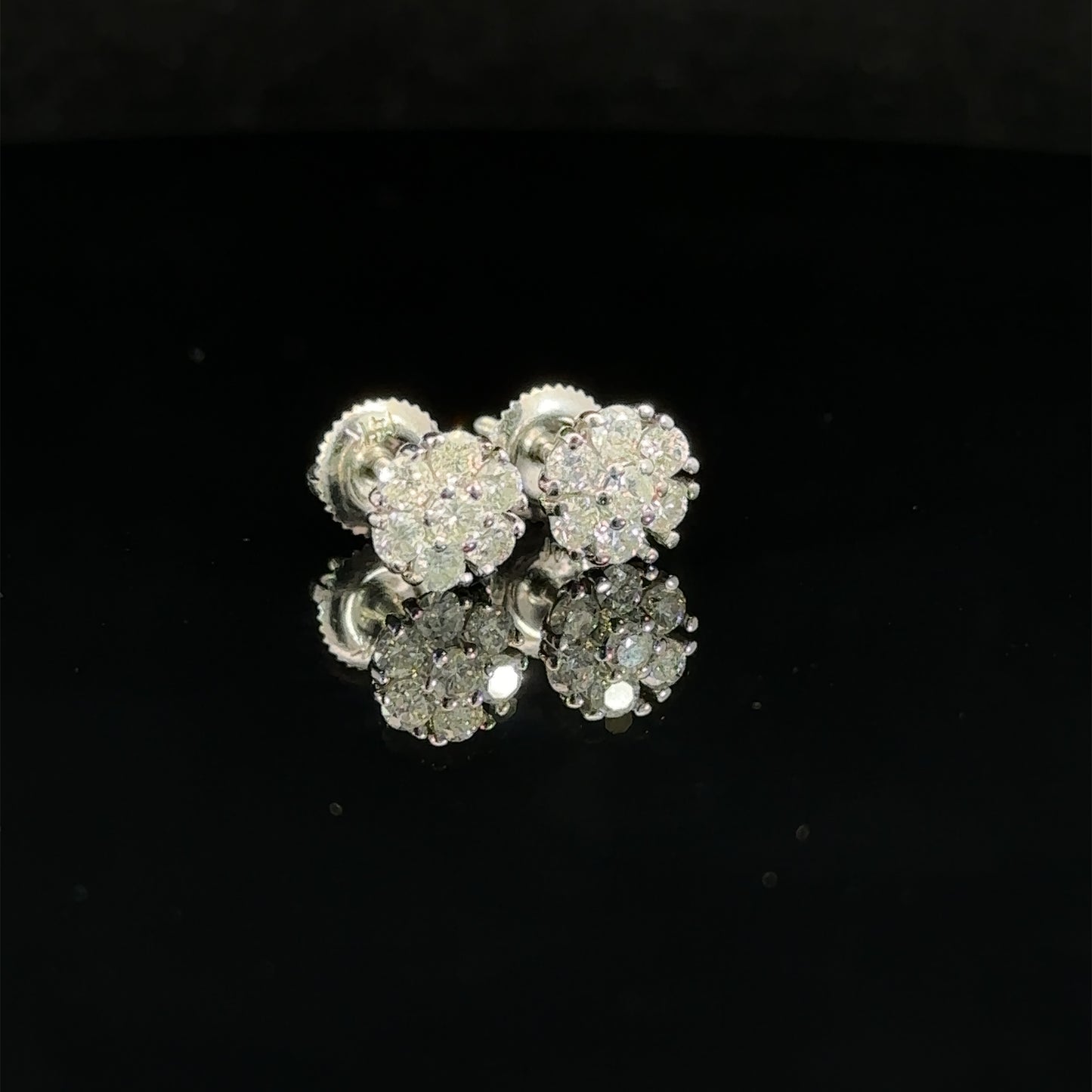 14k white gold and diamond Flower Earrings (5 pointer)