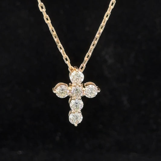 14k yellow gold and diamond Cross Pendantop