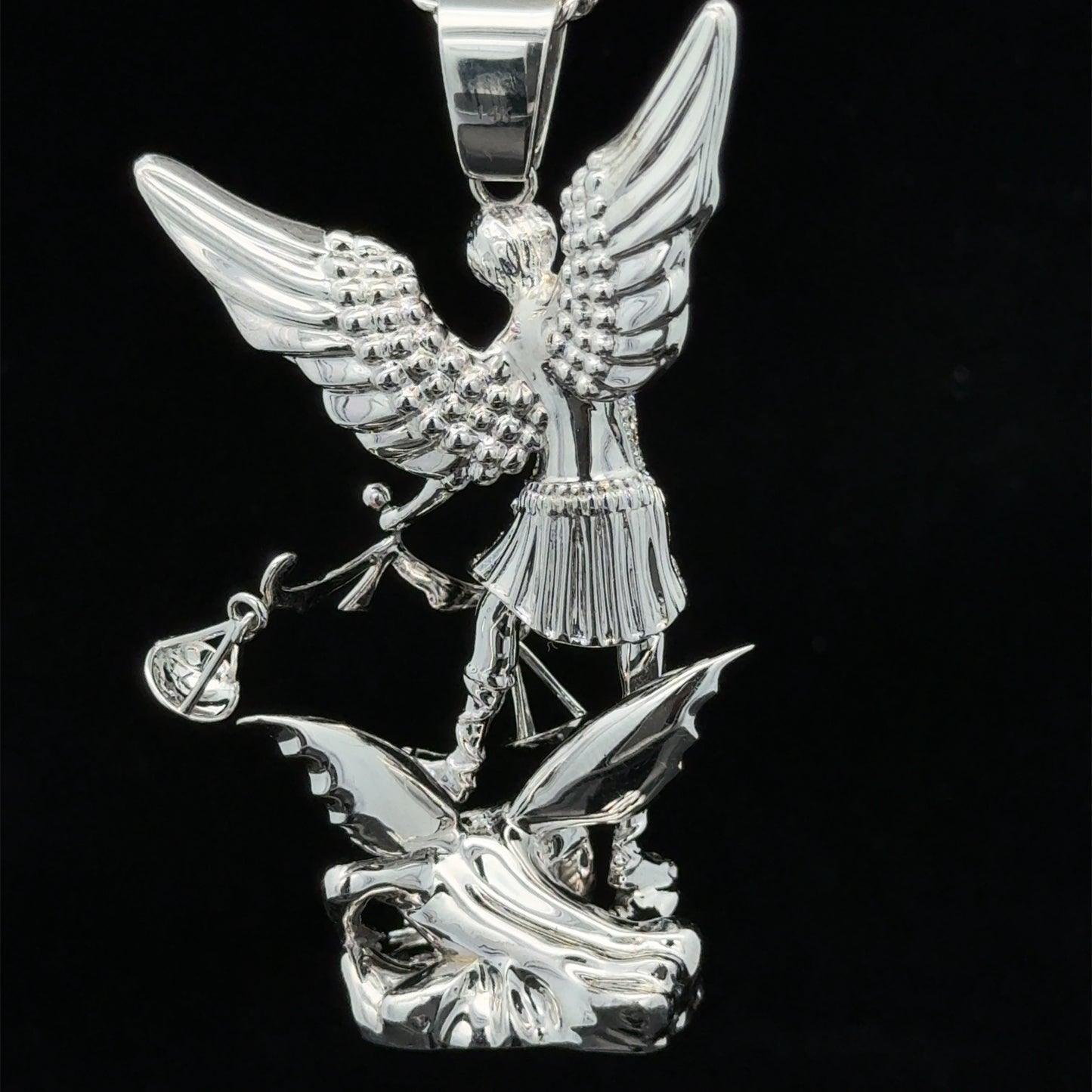 14k white gold and diamond Angel Pendant