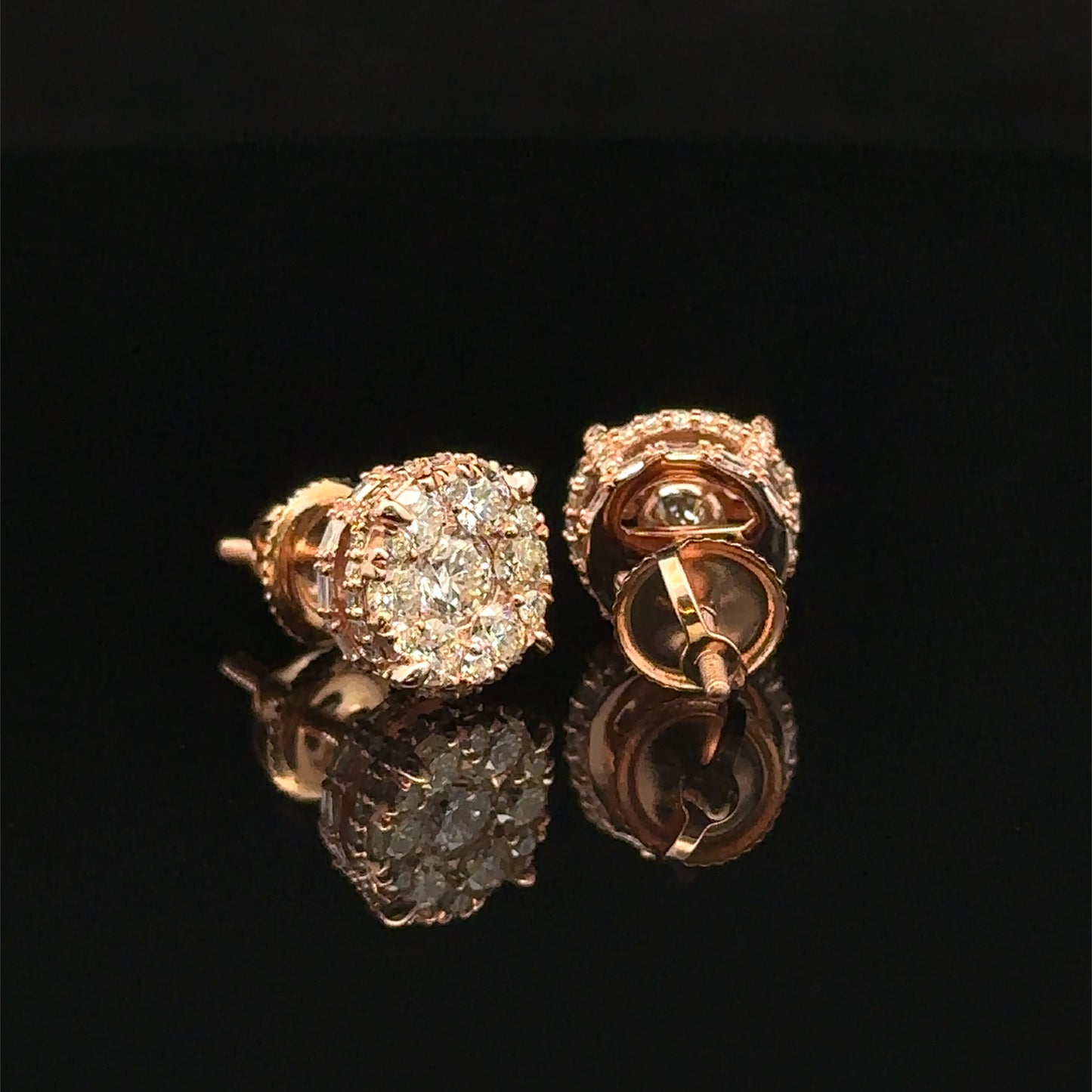 14k Rose Gold and Diamond Earrings