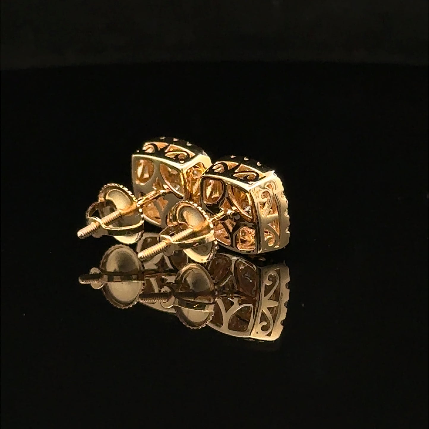 14k Yellow Gold and Diamond Earrings