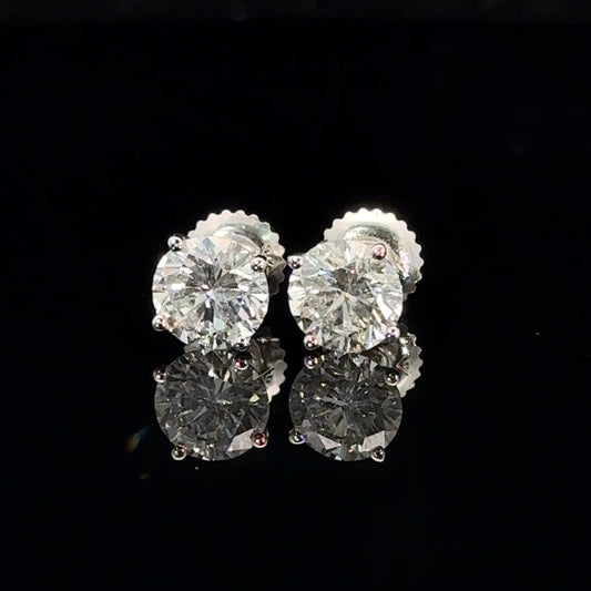 14k white gold and 2.02 ct VS1 diamond earrings (lab)