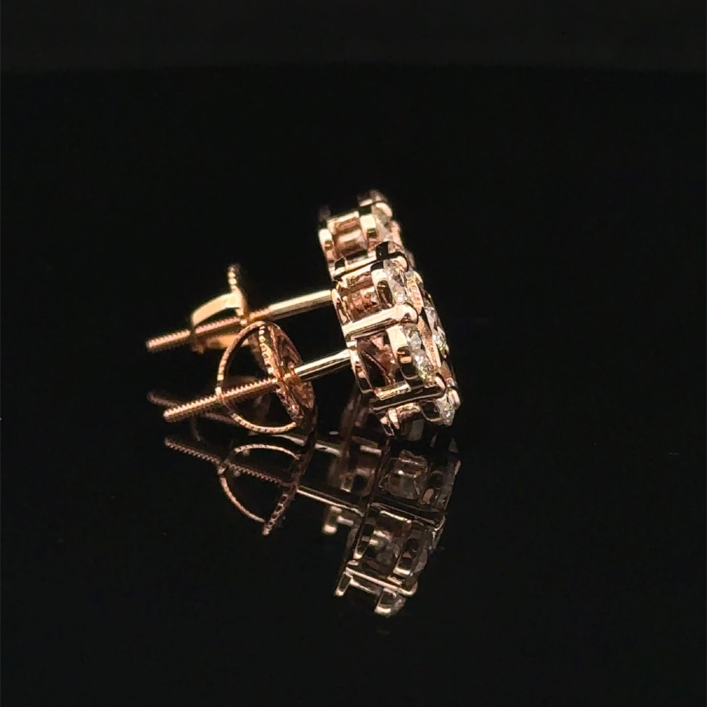 14k Rose Gold Diamond Flower Earrings – Delicate & Luxurious Fine Jewelry