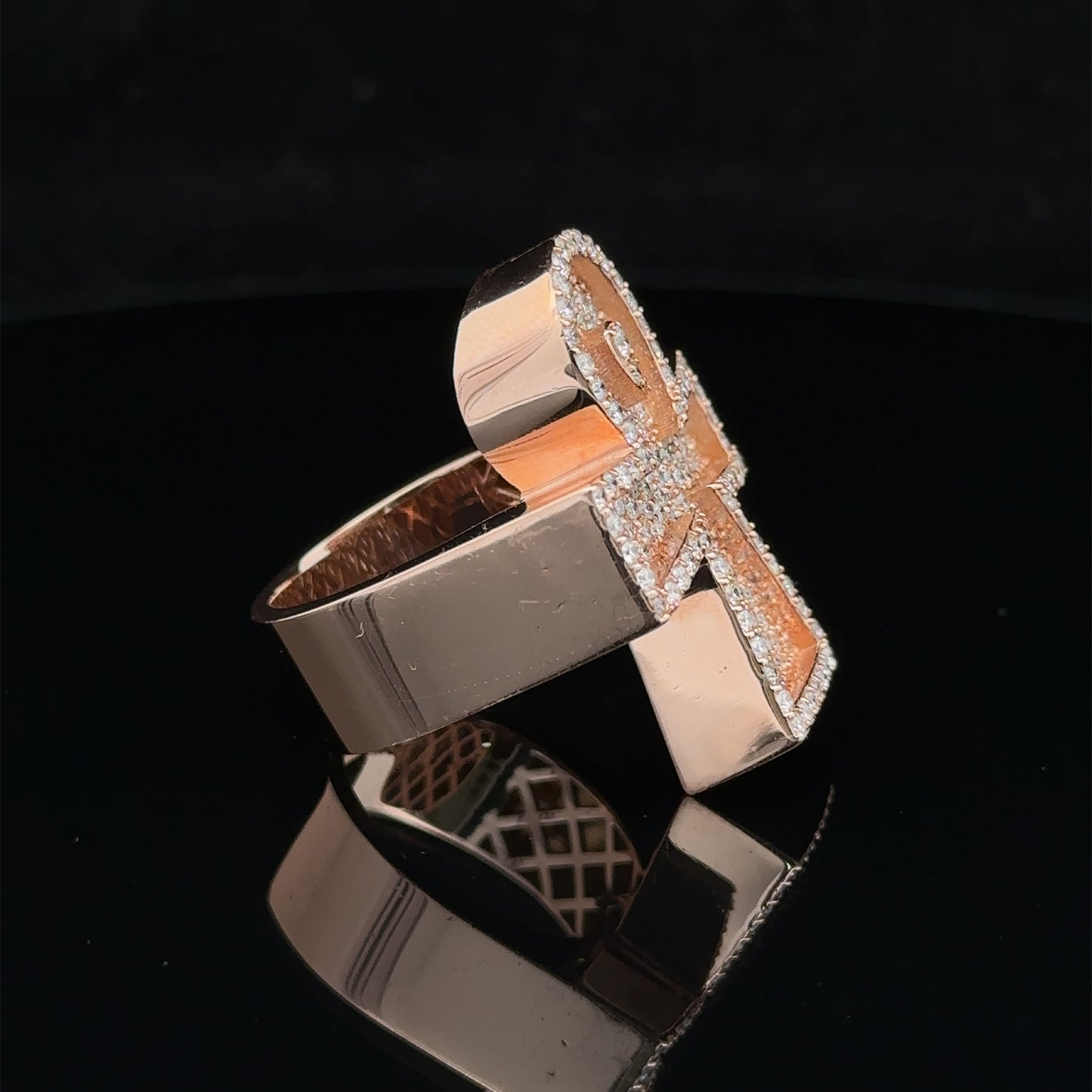 14k rose gold and diamond Ankh Ring