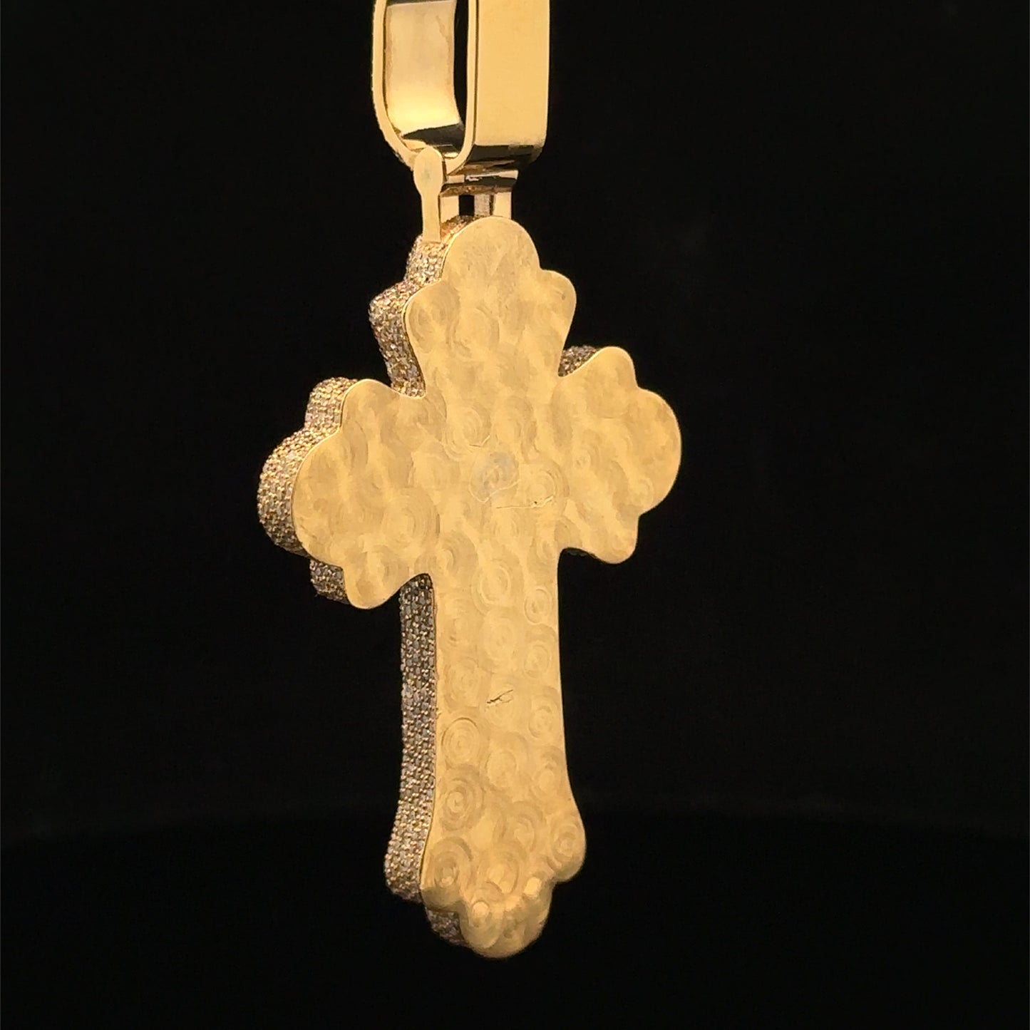 10K Yellow Gold Cross Pendant with Diamonds & Multicolored Stones