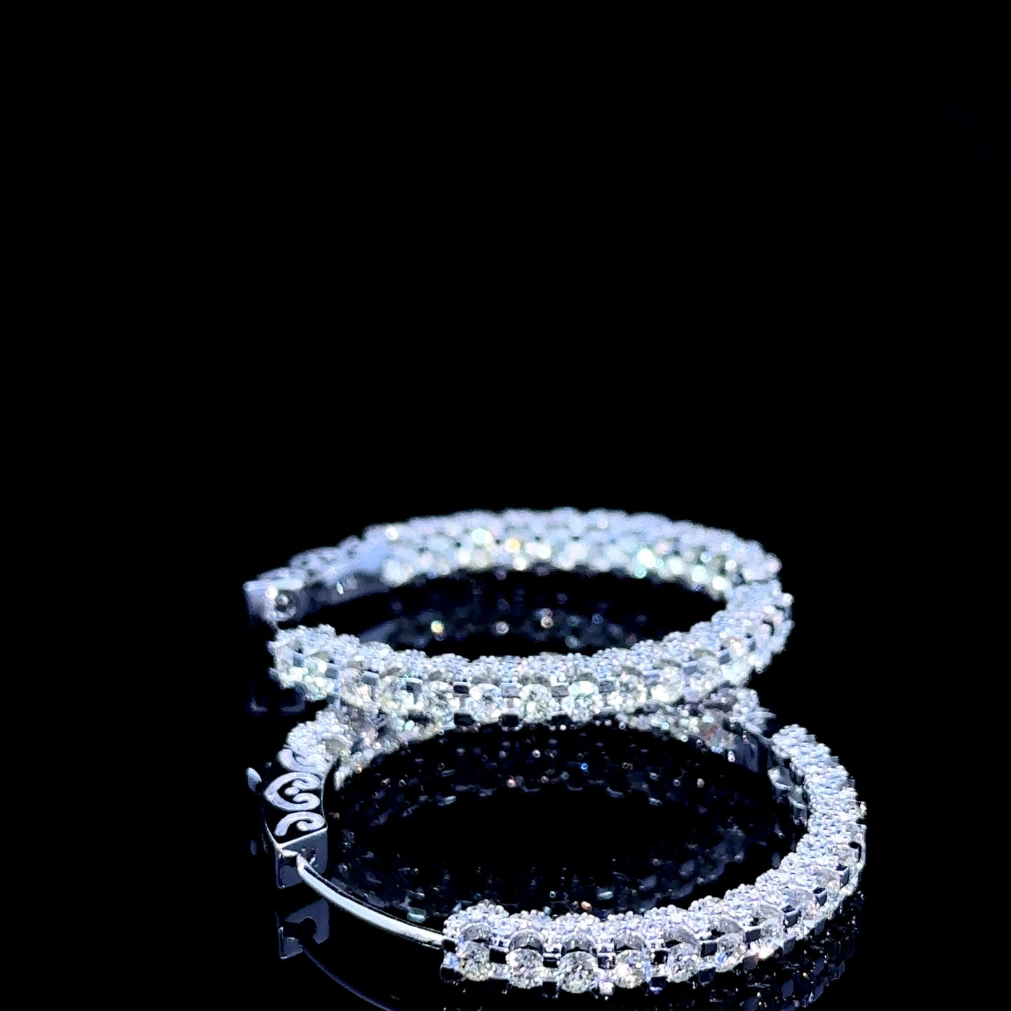10k white gold and diamond Hoop Earrings