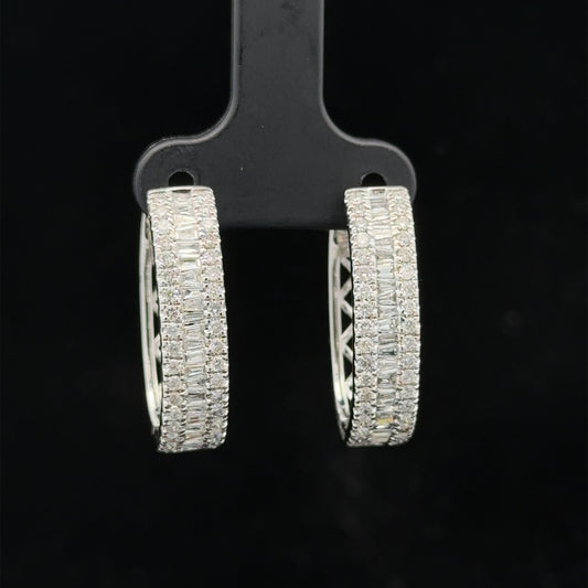 14k white gold and diamond Hoop Earrings