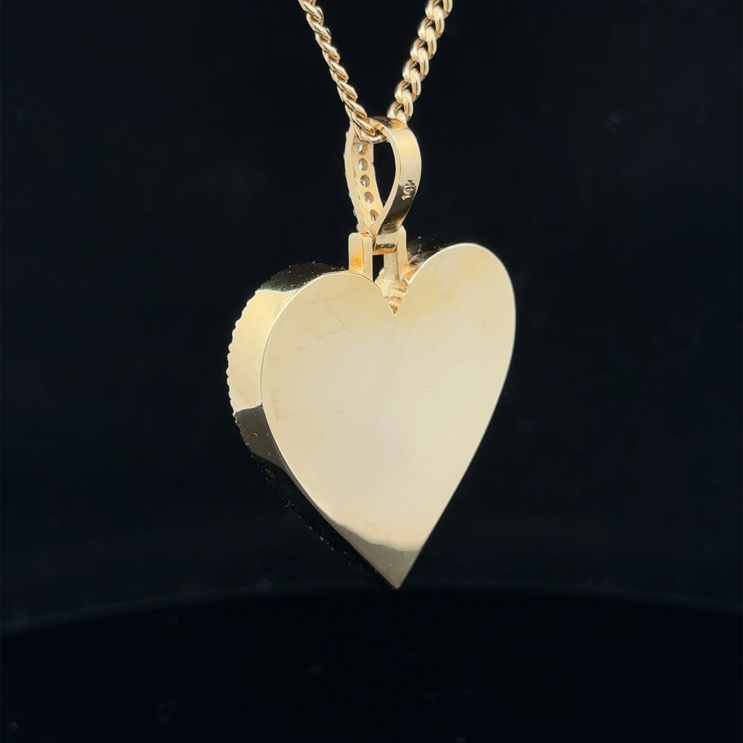 14k yellow gold and diamond Heart Shaped Picture pendant