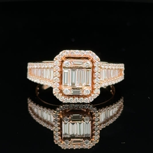 18k rose gold Fancy Ring with Baguette and Round Diamonds ( download photos)