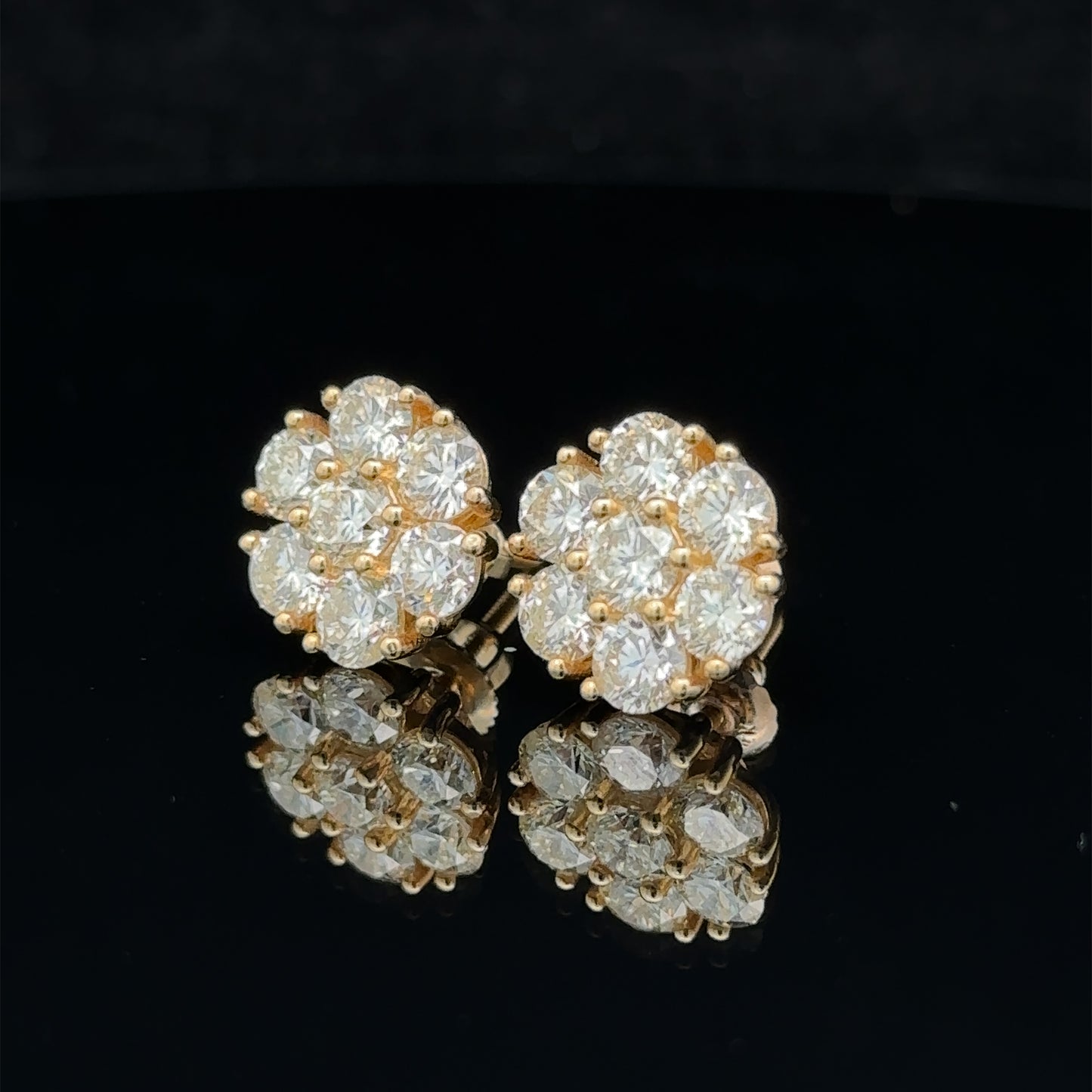 14k yellow gold and diamond flower Earrings (28 pointer)