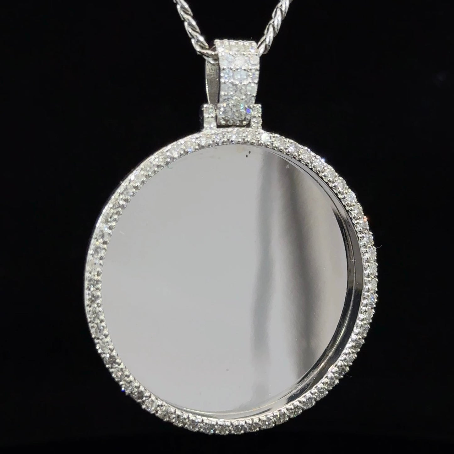 14k white gold and diamond Picture Pendant