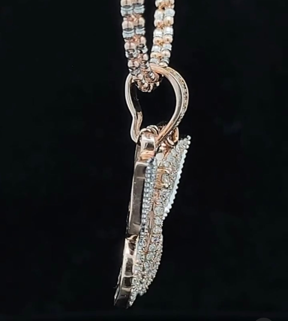 14k gold and diamond Butterfly pendant and 10k Gold Ice Link Chain