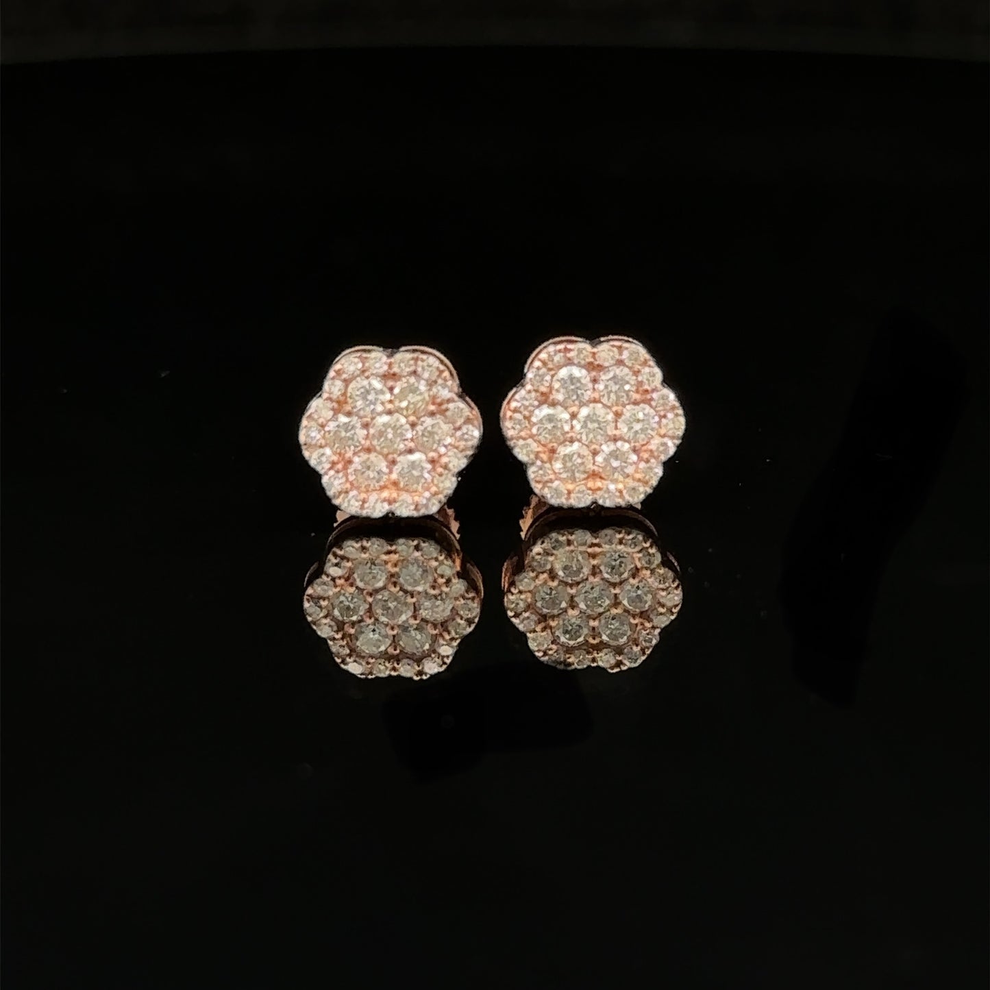 14k rose gold and diamond flower Earrings