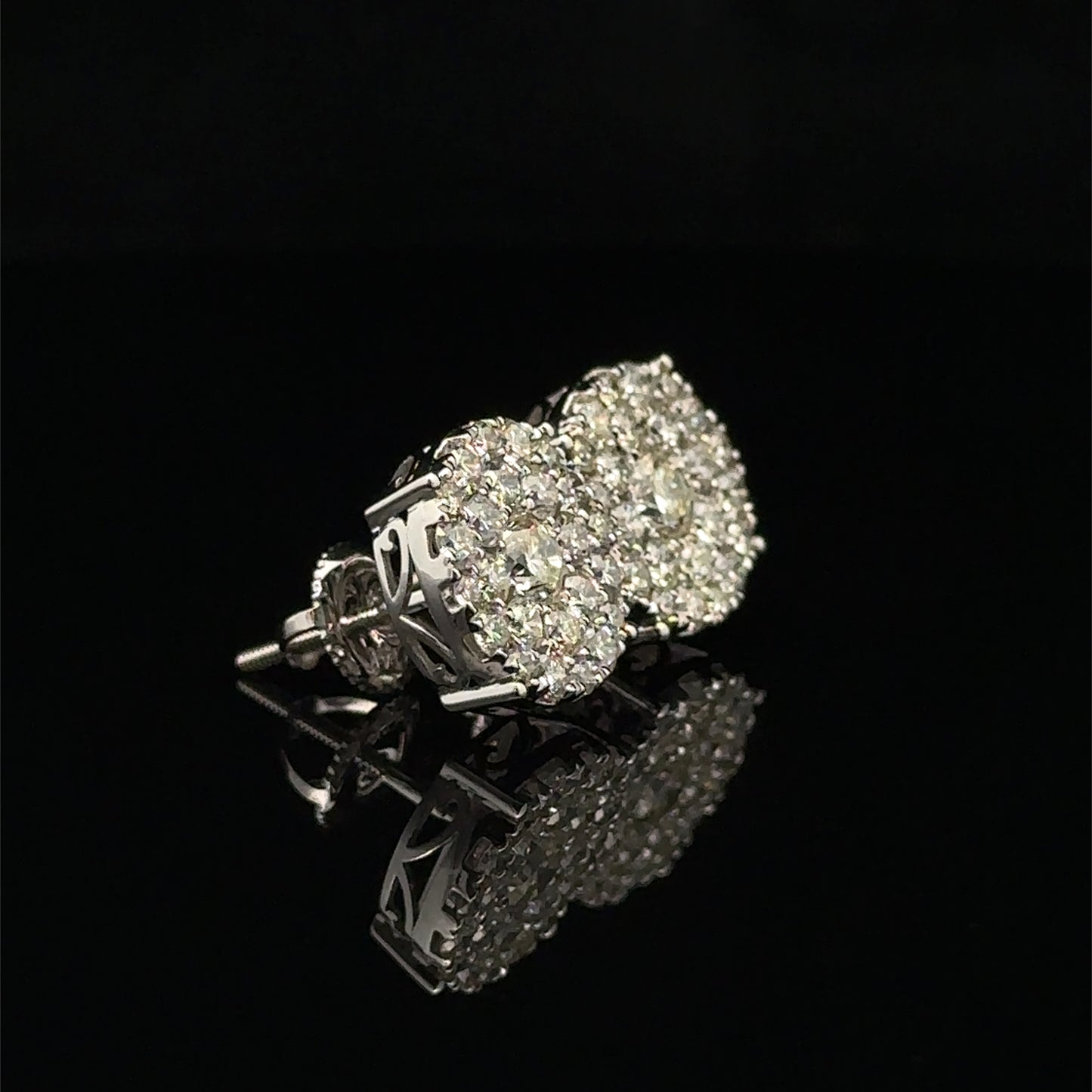 14k White Gold and Diamond Earrings