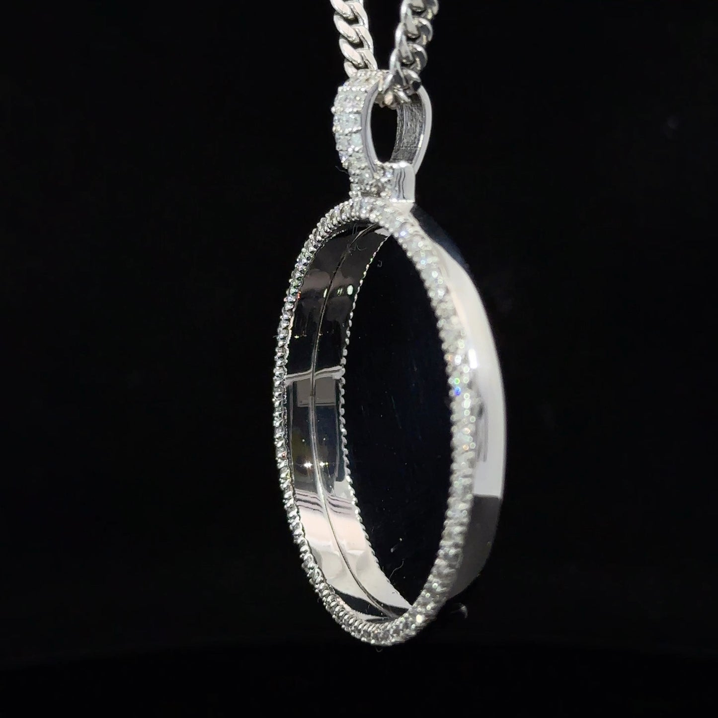 14k white gold and diamond Picture Pendant