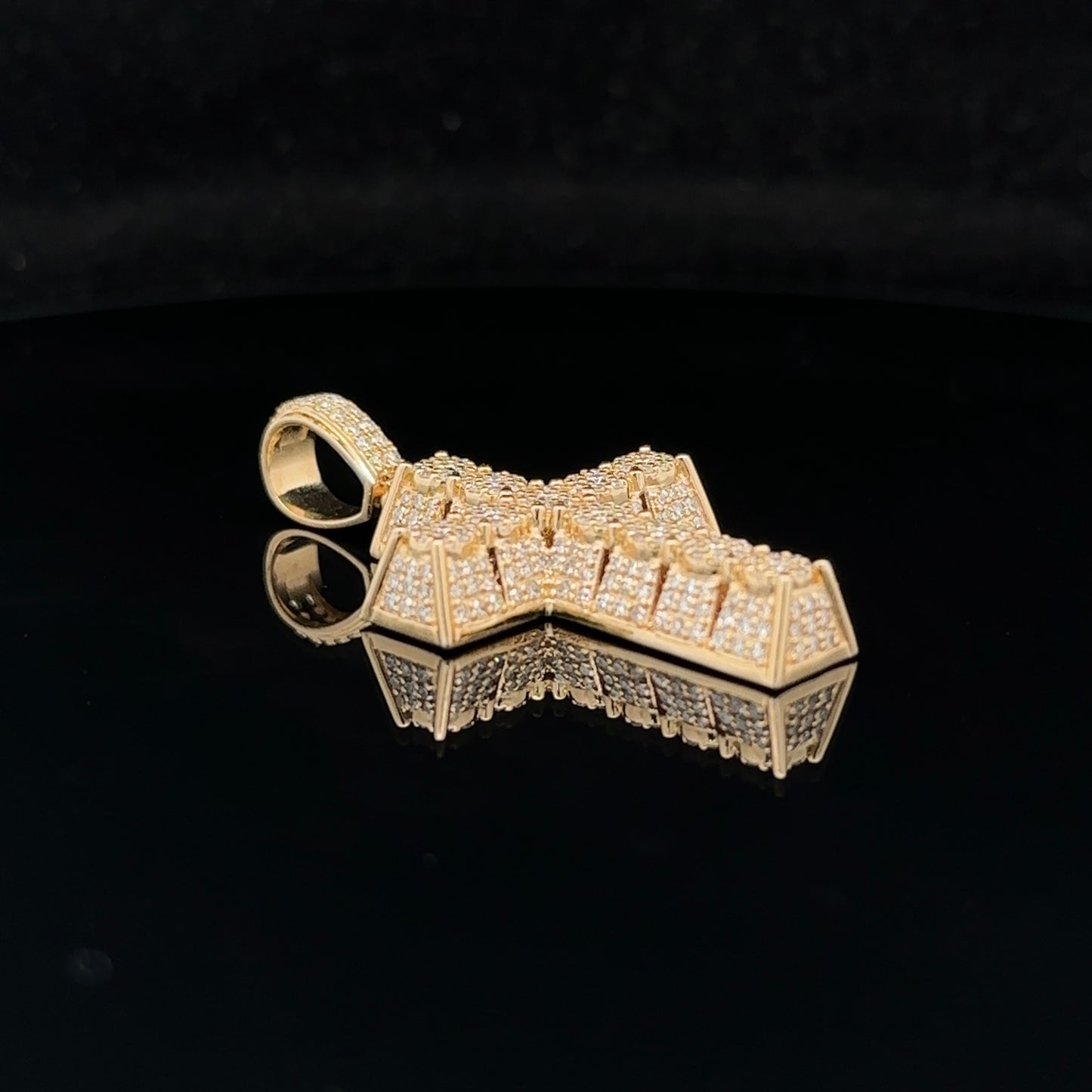 14k yellow gold and diamond Cross Pendant and 10k yellow gold Cuban chain