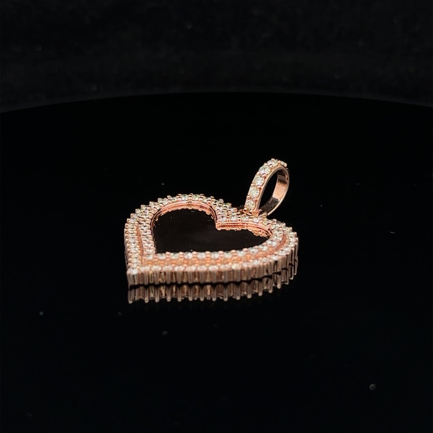 14k rose gold and diamond Heart Shaped Picture pendant