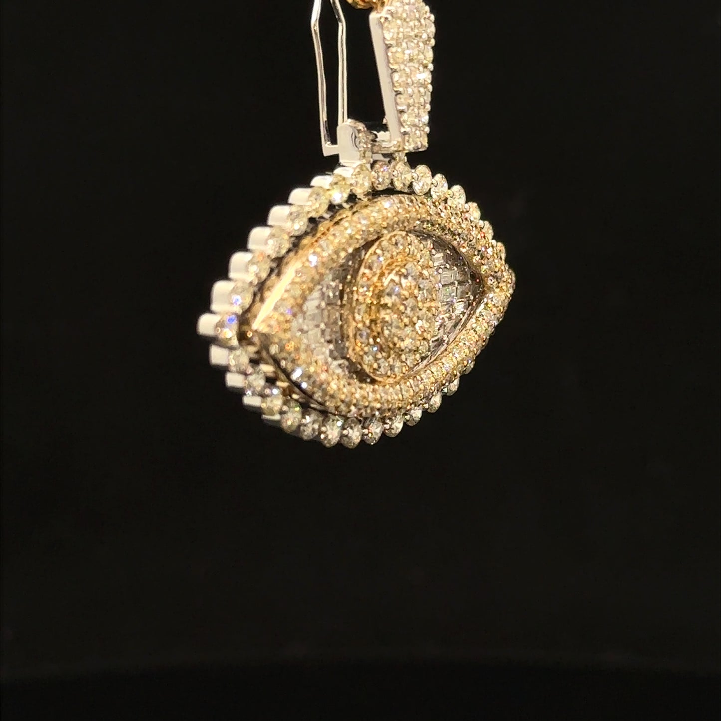 10K Yellow & White Gold Diamond Evil Eye Pendant