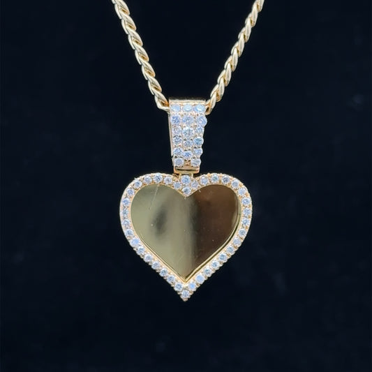 14k yellow gold and diamond Heart Picture Pendant