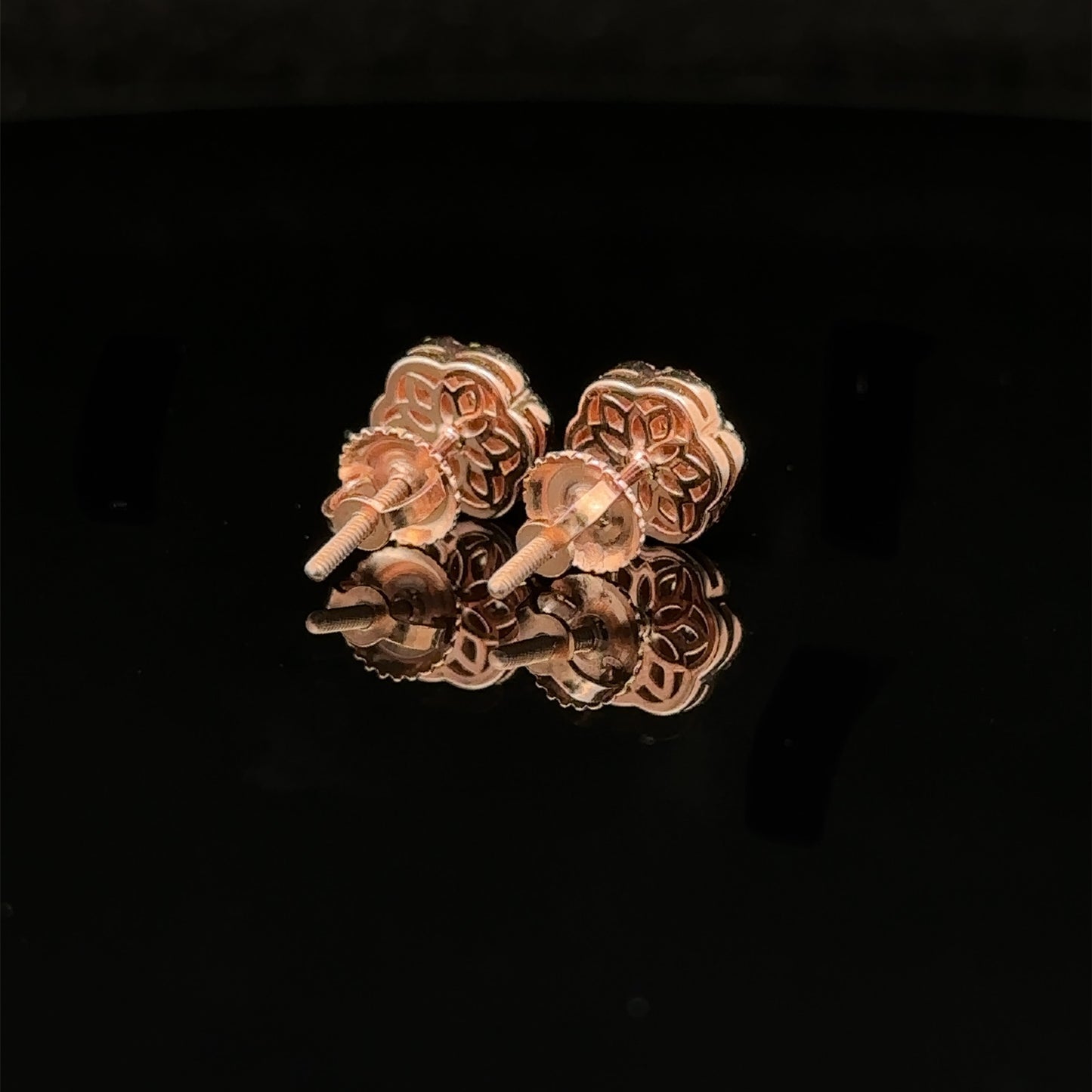 14k rose gold and diamond flower Earrings