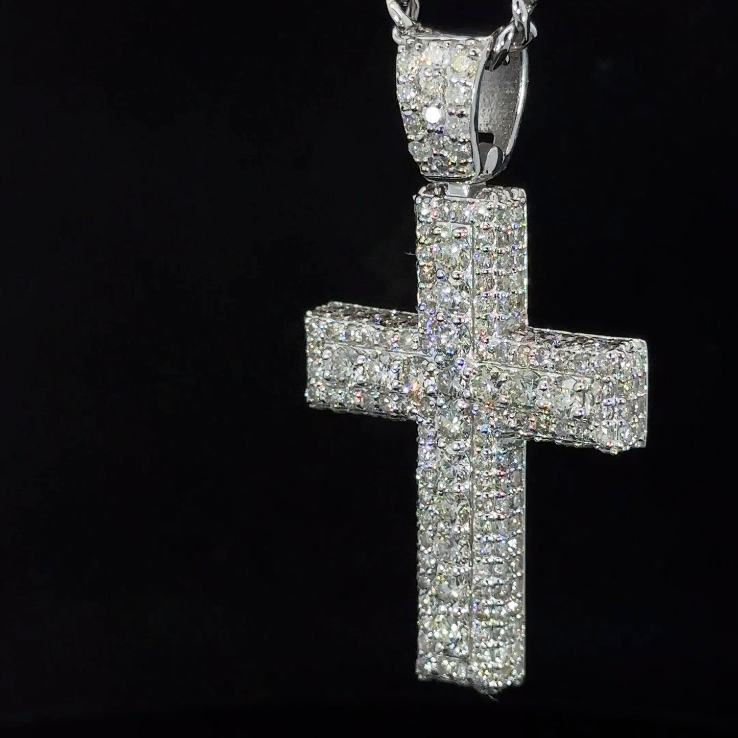 14k white gold and diamond Cross Pendant
