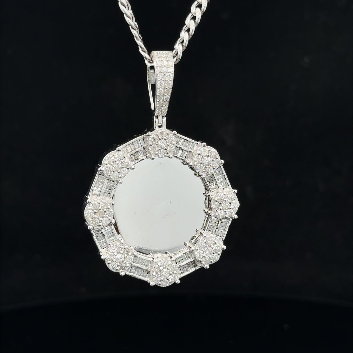 14k white gold and diamond Picture pendant