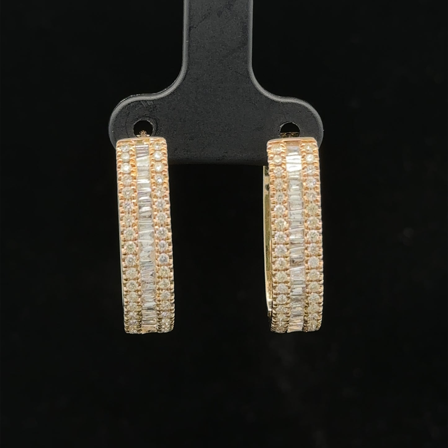 14k yellow gold and diamond Hoop Earrings