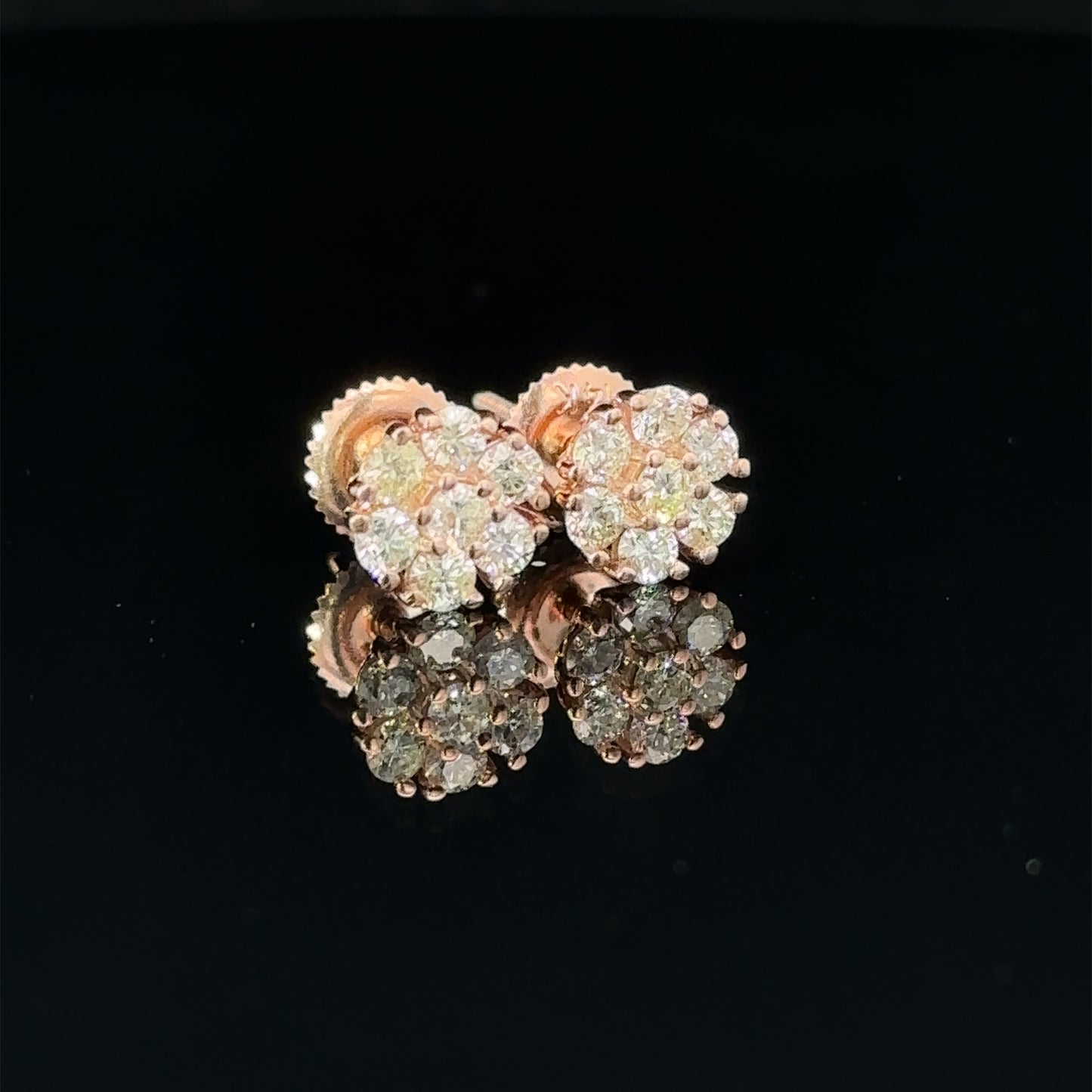 14k rose gold and diamond Flower Earrings (5 pointer)