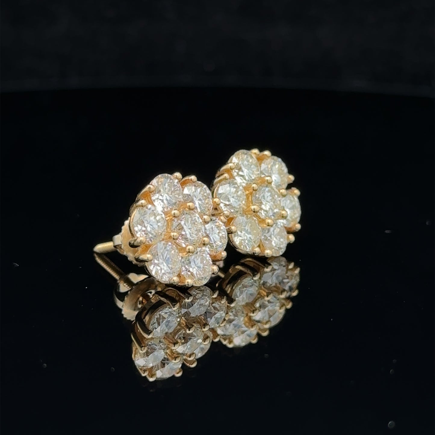 14k yellow gold and diamond flower Earrings (28 pointer)