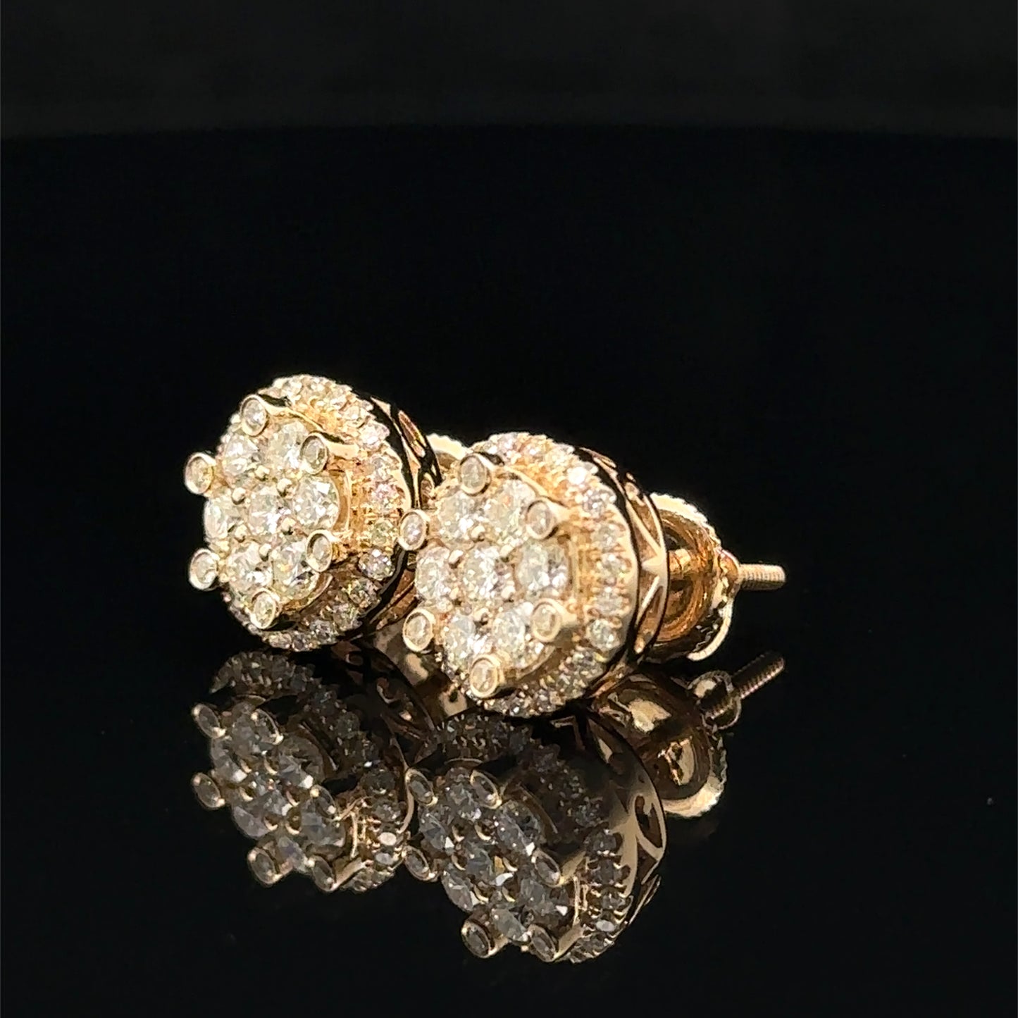 14K Yellow Gold Jumbo Natural Diamond Earrings
