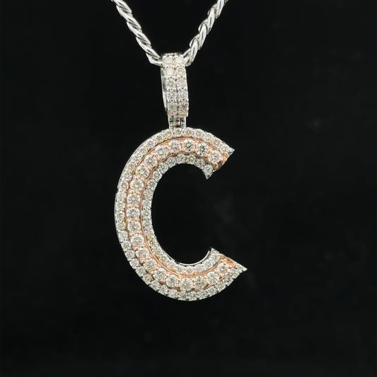 14k gold & diamond C Initial Pendant