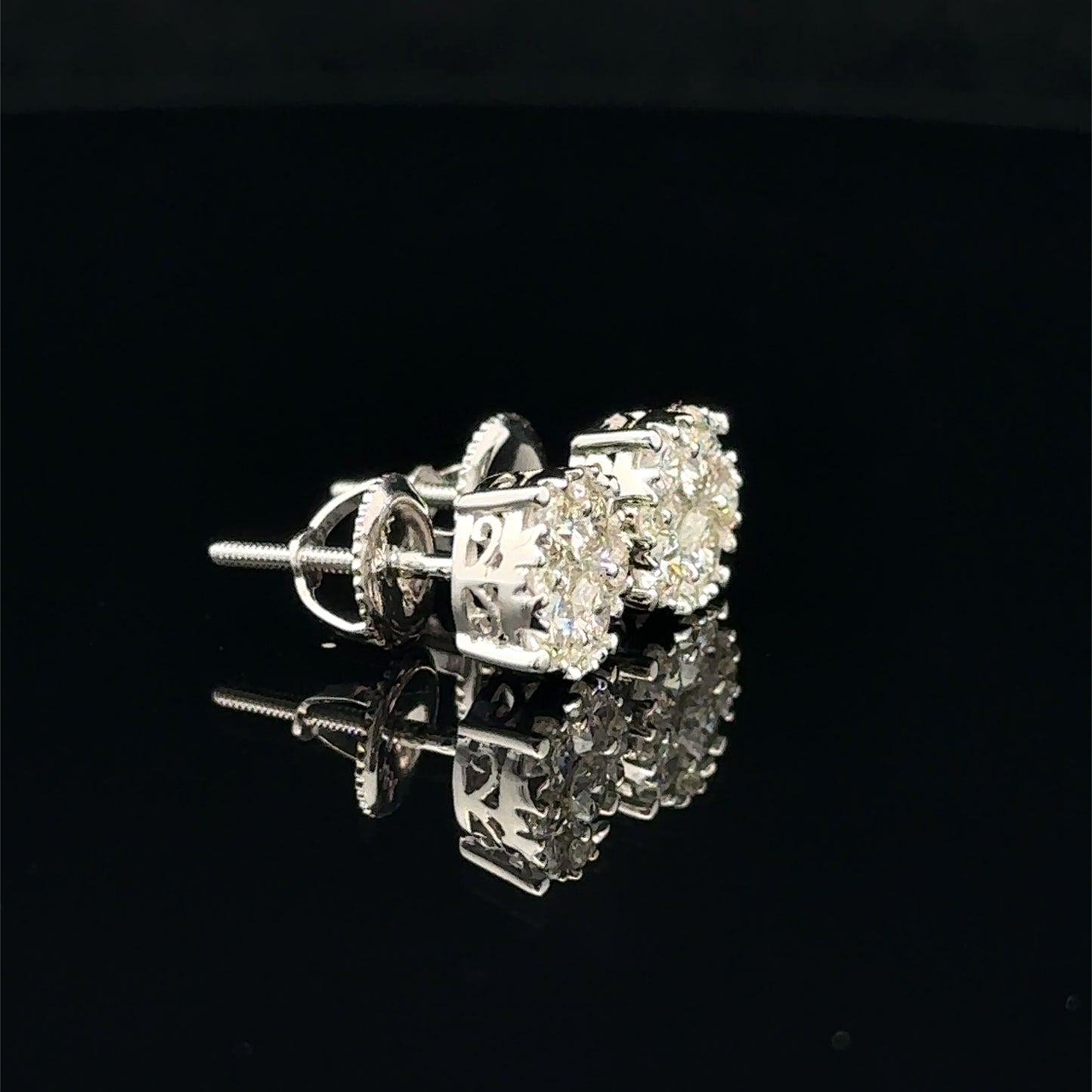 14K White Gold Natural Earth Mined Diamond Earrings