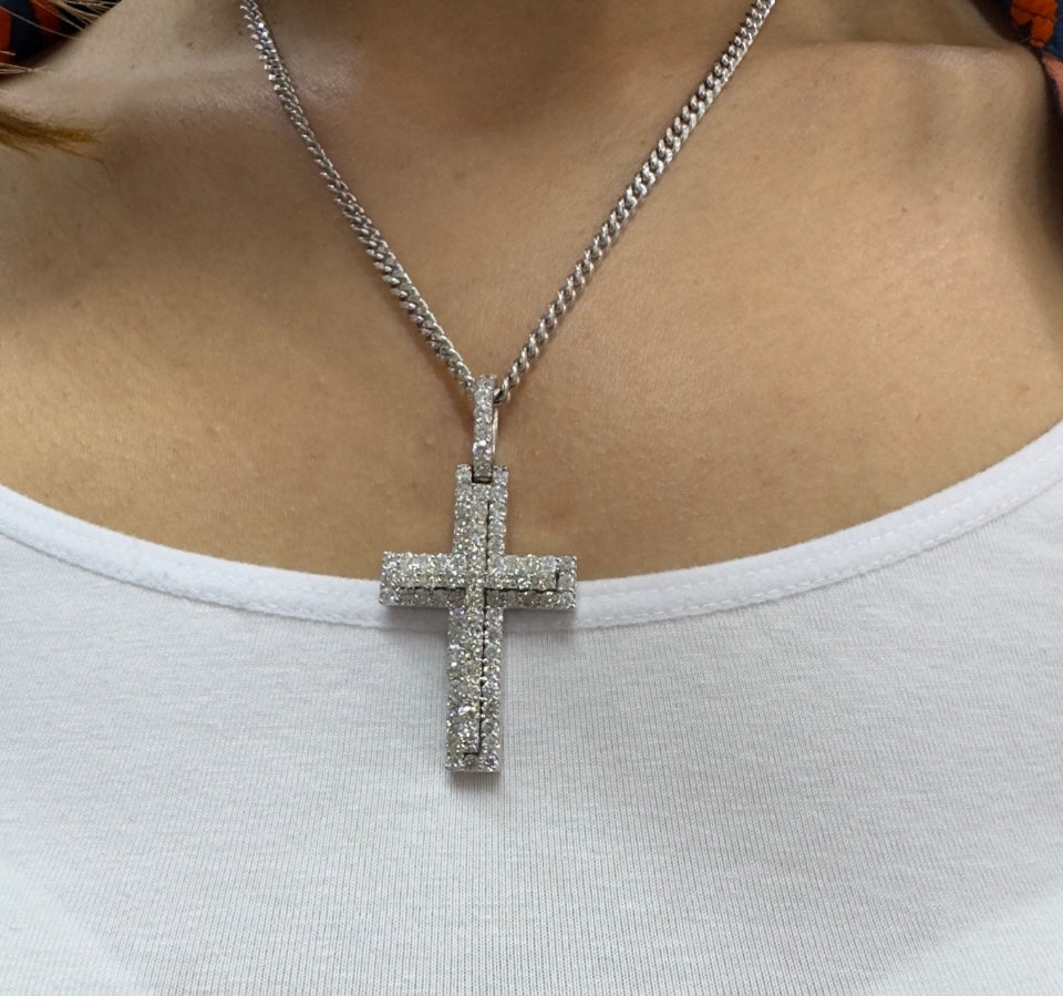 14k white gold and diamond Cross Pendant