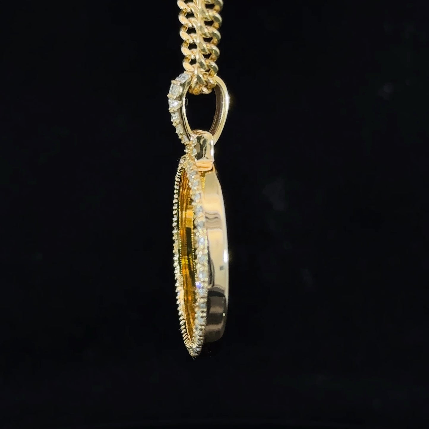 14k yellow gold and diamond Picture Pendant