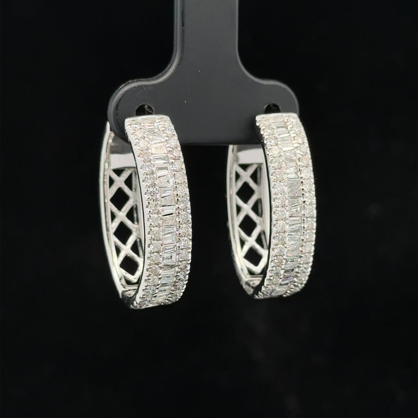 14k white gold and diamond Hoop Earrings