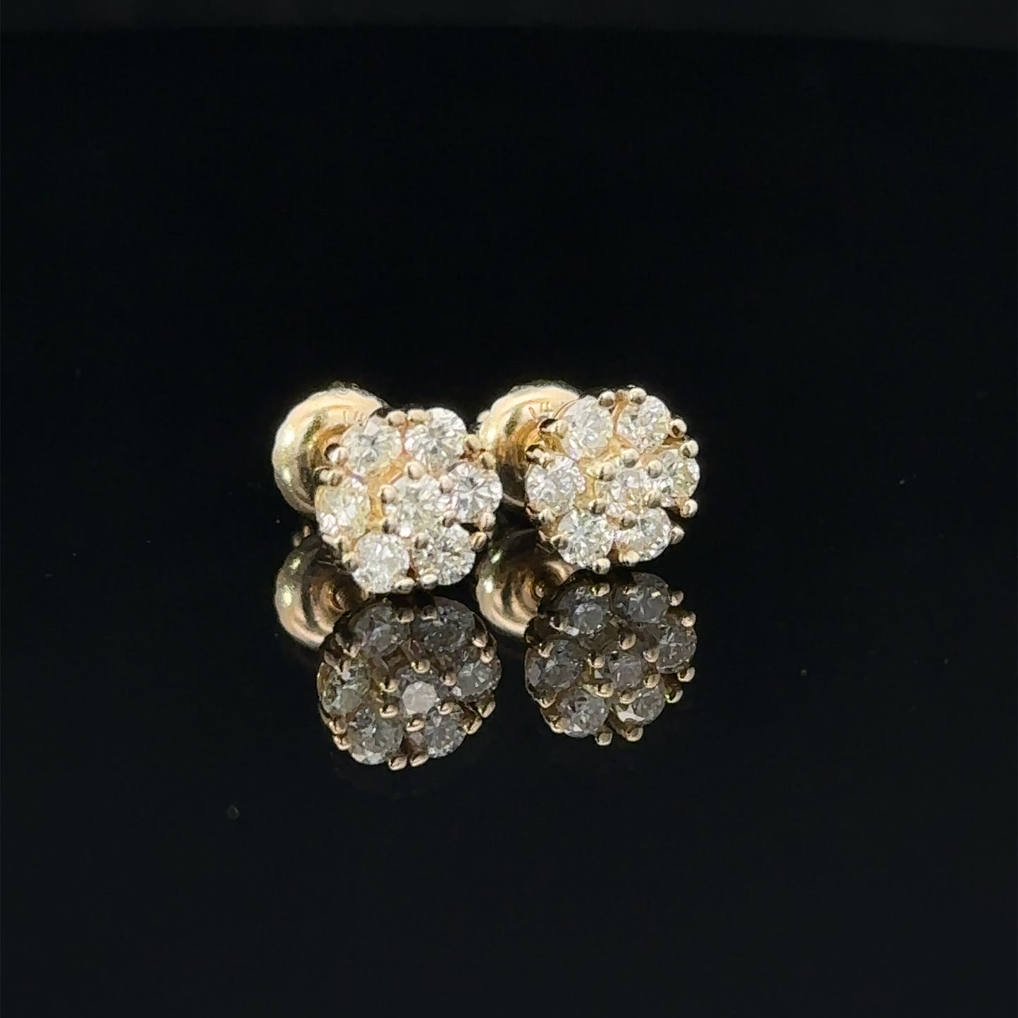 14k yellow gold and diamond Flower Earrings (5 pointer)