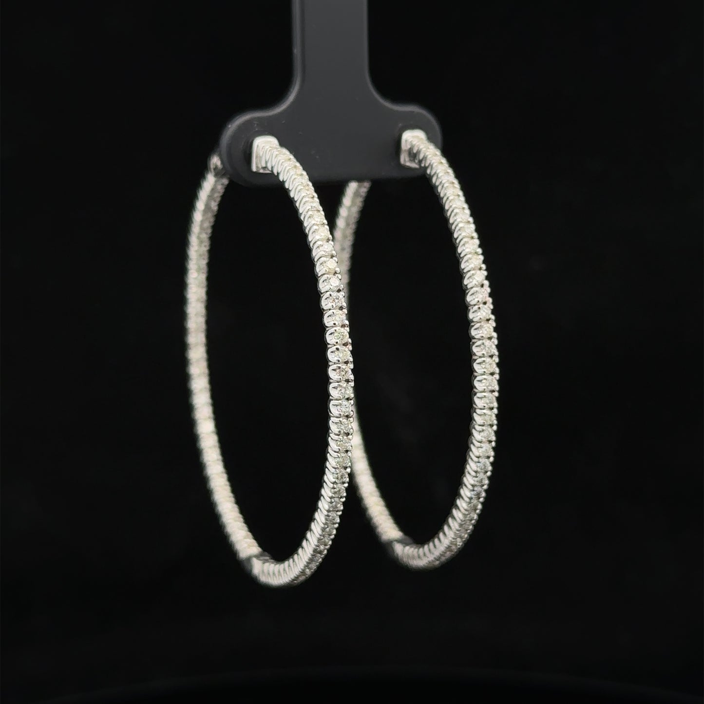 14k white gold and diamond Hoop Earrings