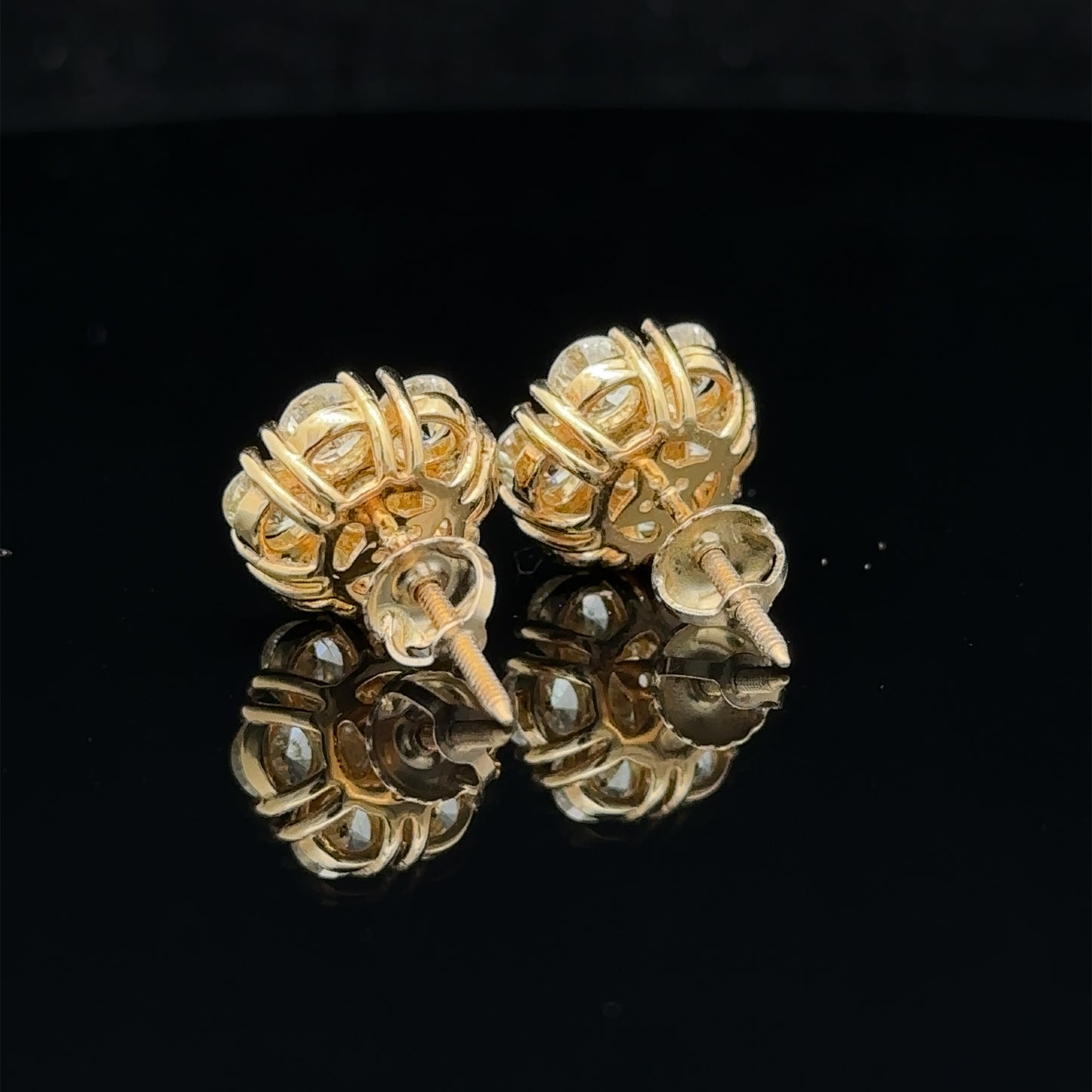 14k yellow gold and diamond flower Earrings (20 pointer)