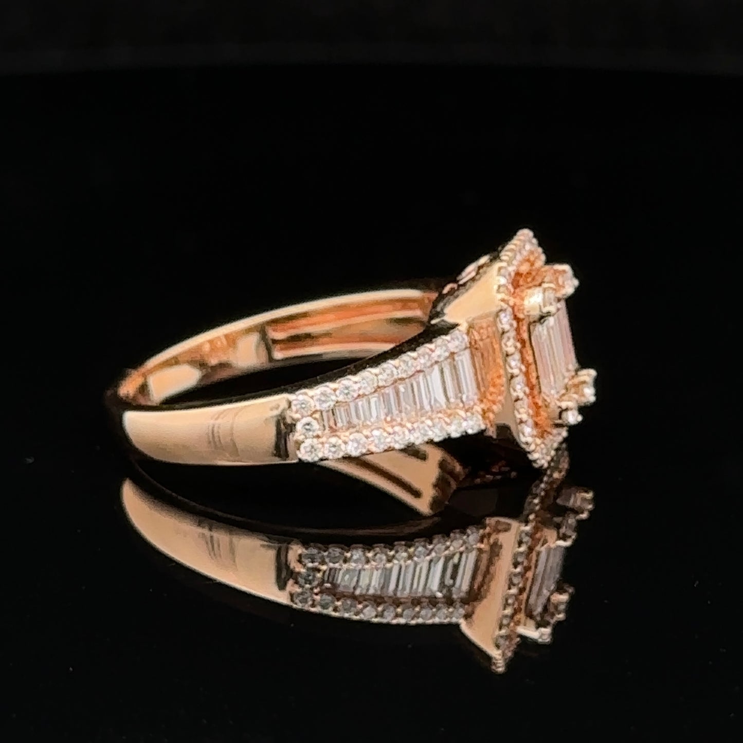 18k rose gold Fancy Ring with Baguette and Round Diamonds ( download photos)