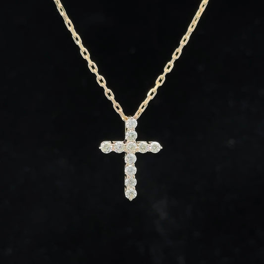 14k yellow gold and diamond Cross Pendant