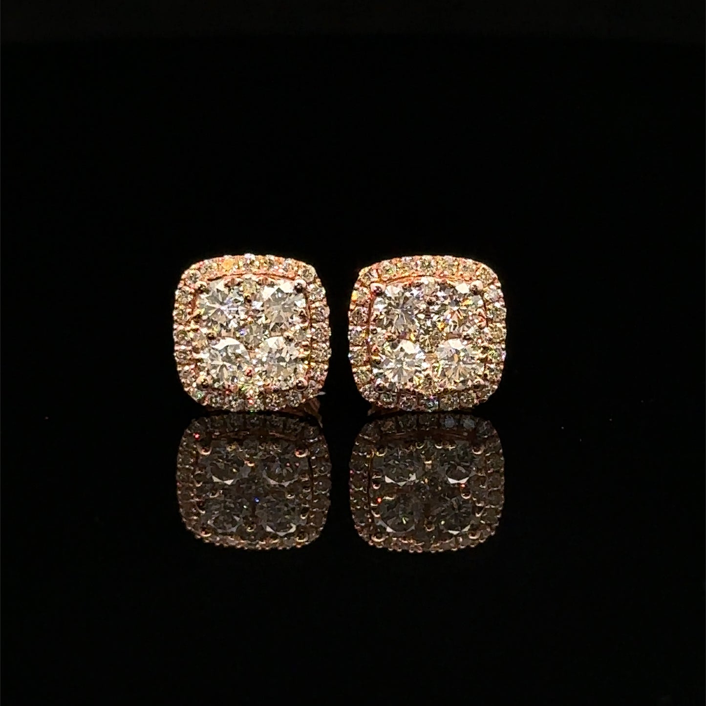 14k Rose Gold and Diamond Earrings