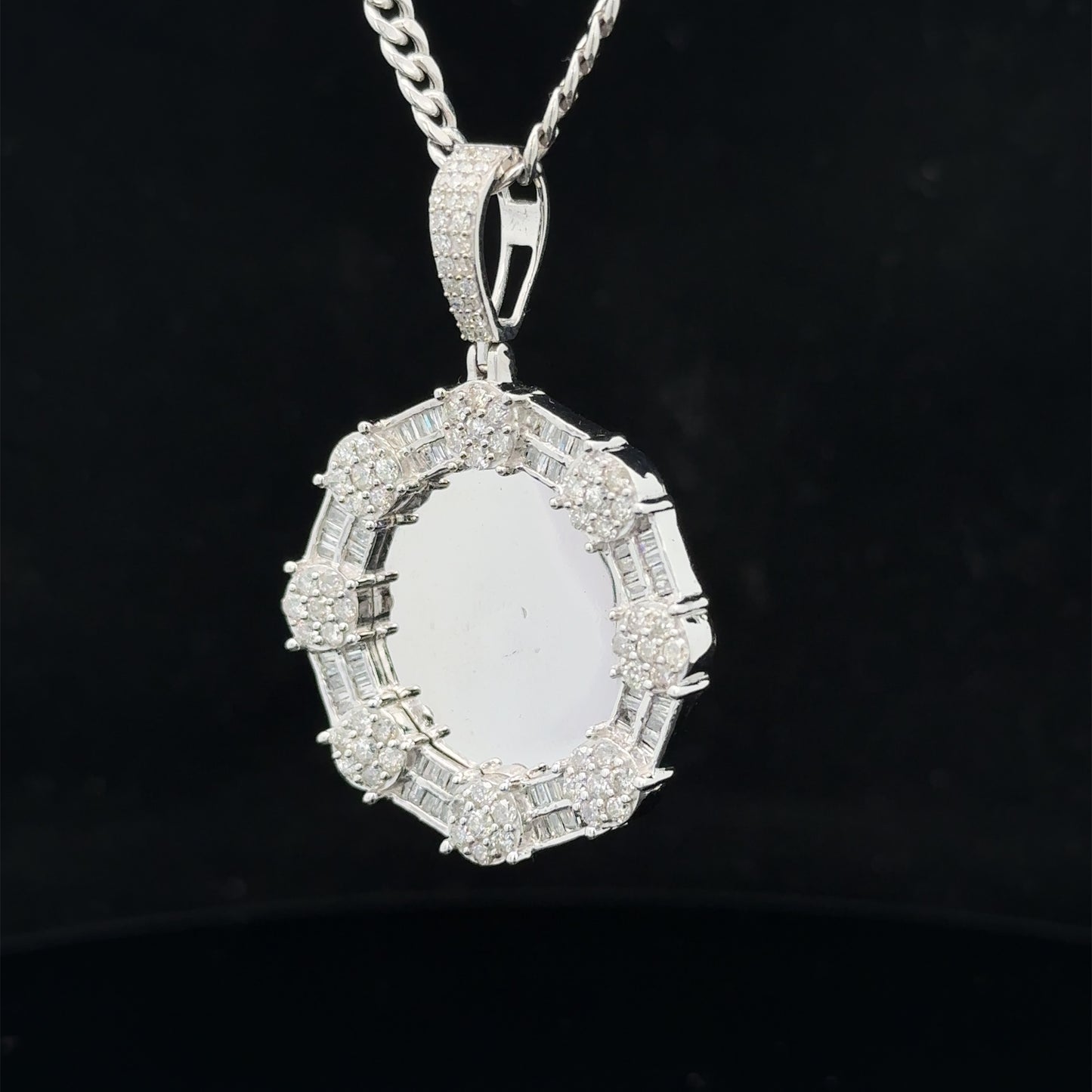 14k white gold and diamond Picture pendant