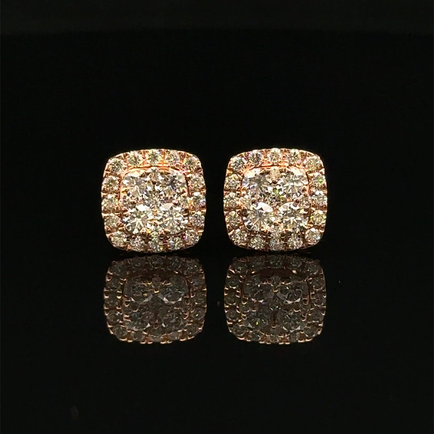 14k Rose Gold and Diamond Earrings