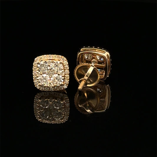 14k Yellow Gold and Diamond Earrings