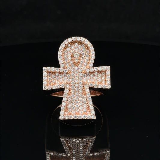 14k rose gold and diamond Ankh Ring