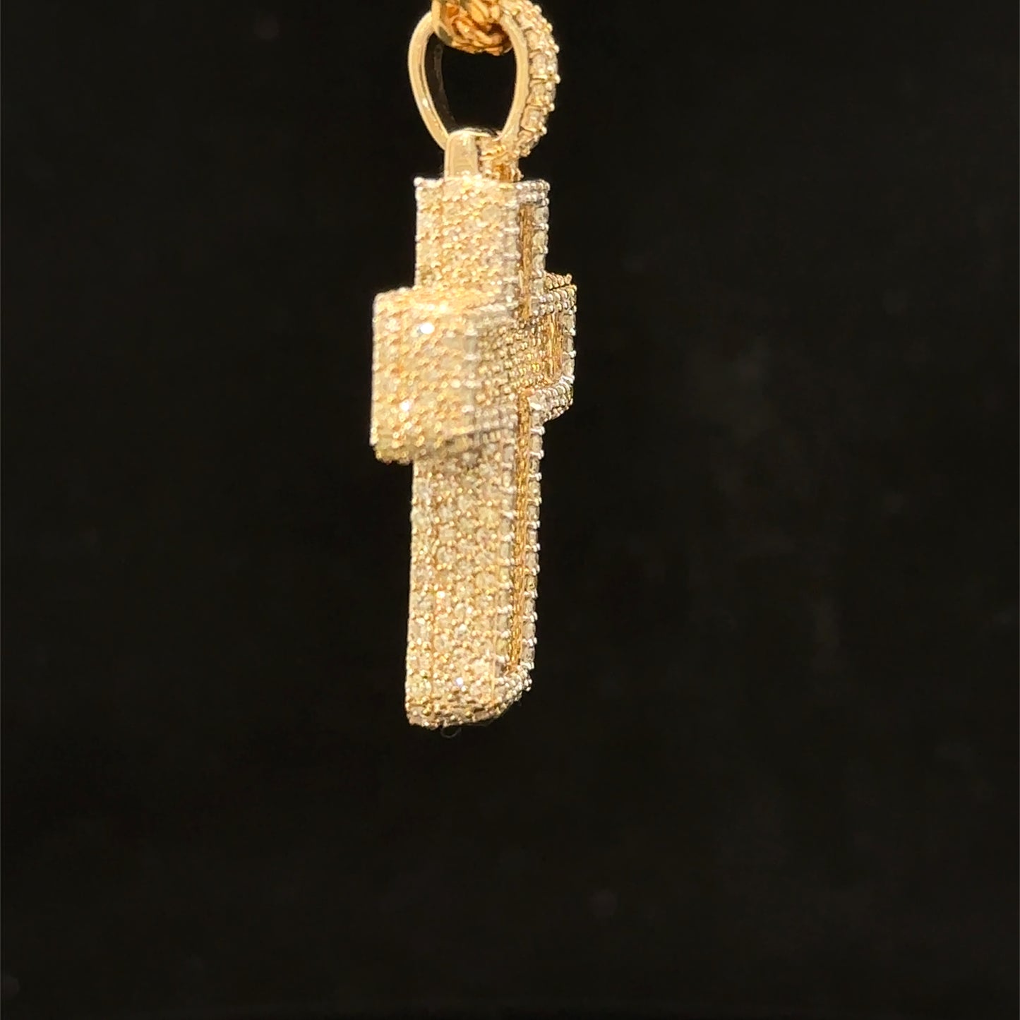 10K Yellow Gold Cross Pendant with Diamonds
