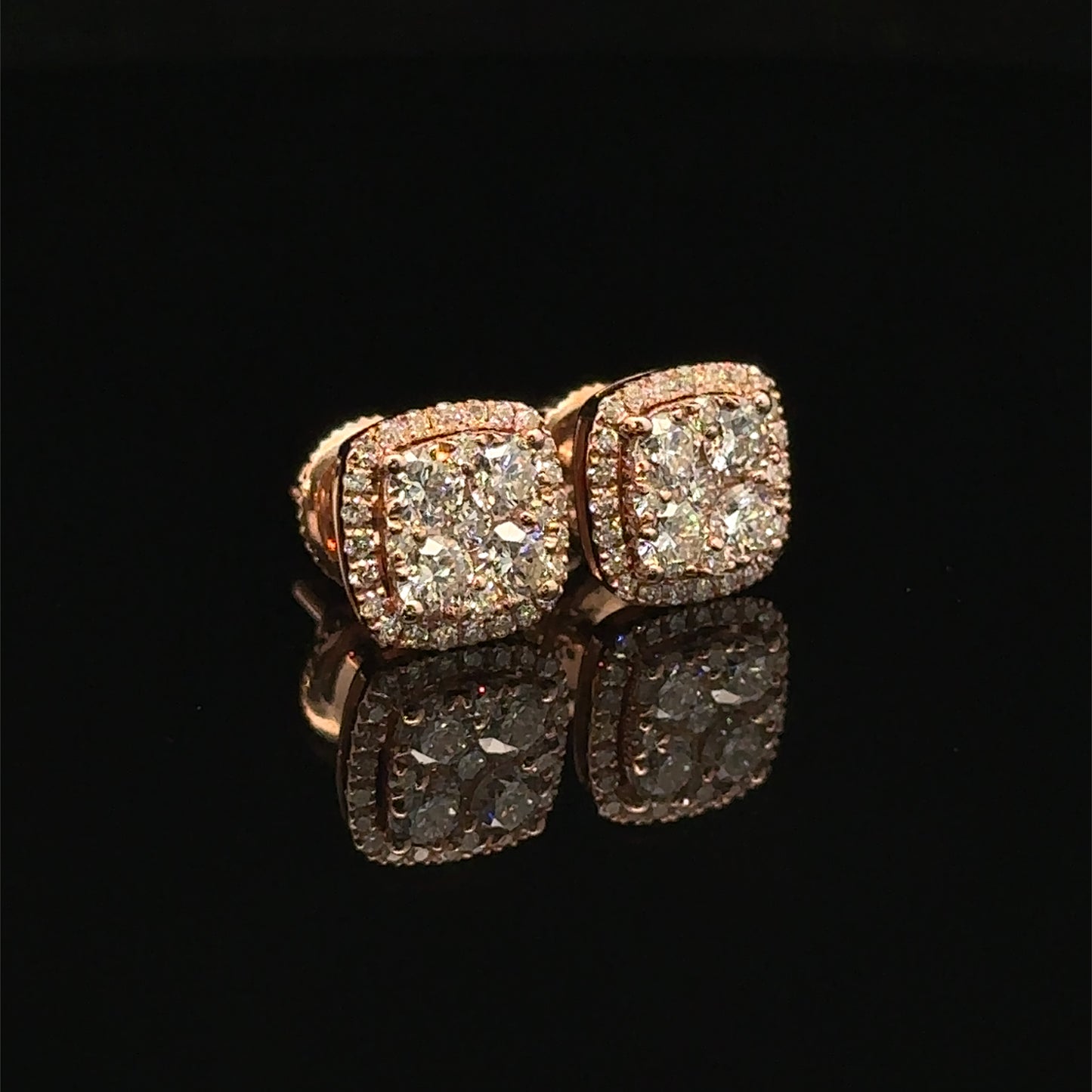 14k Rose Gold and Diamond Earrings