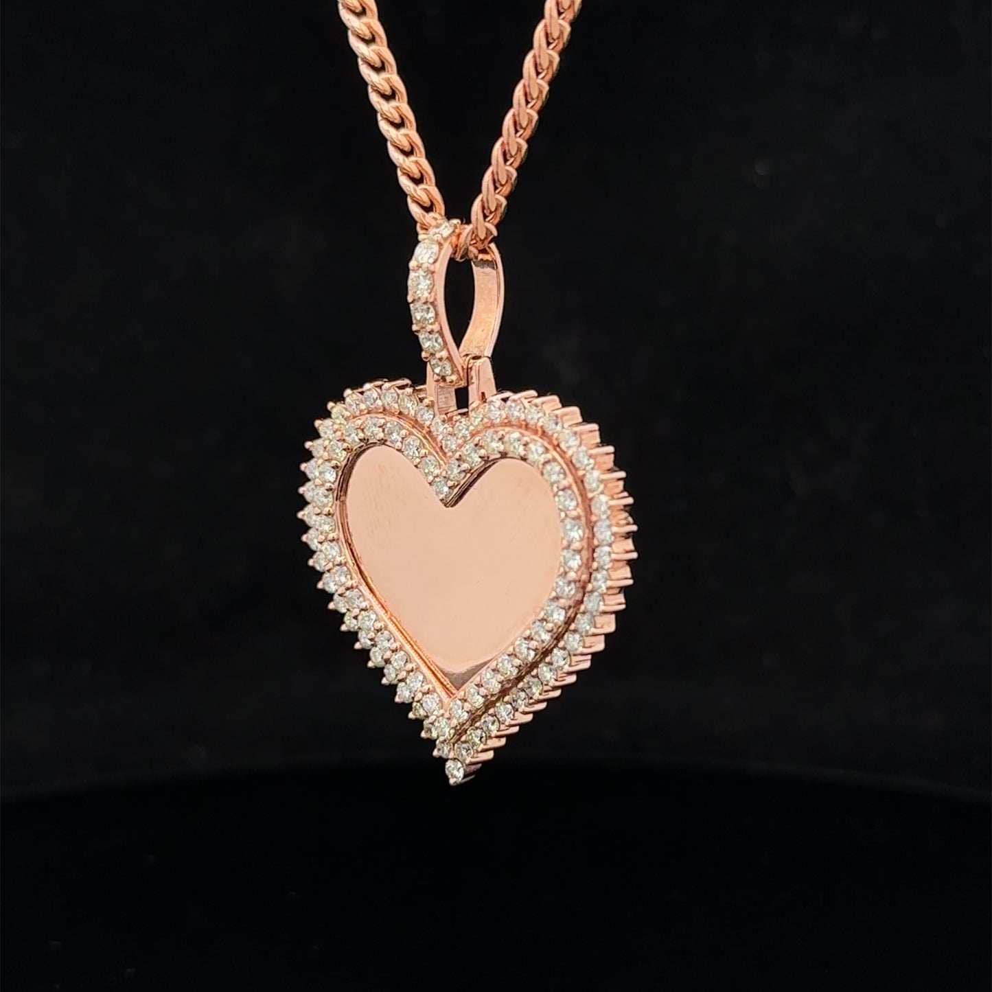 14k rose gold and diamond Heart Shaped Picture pendant