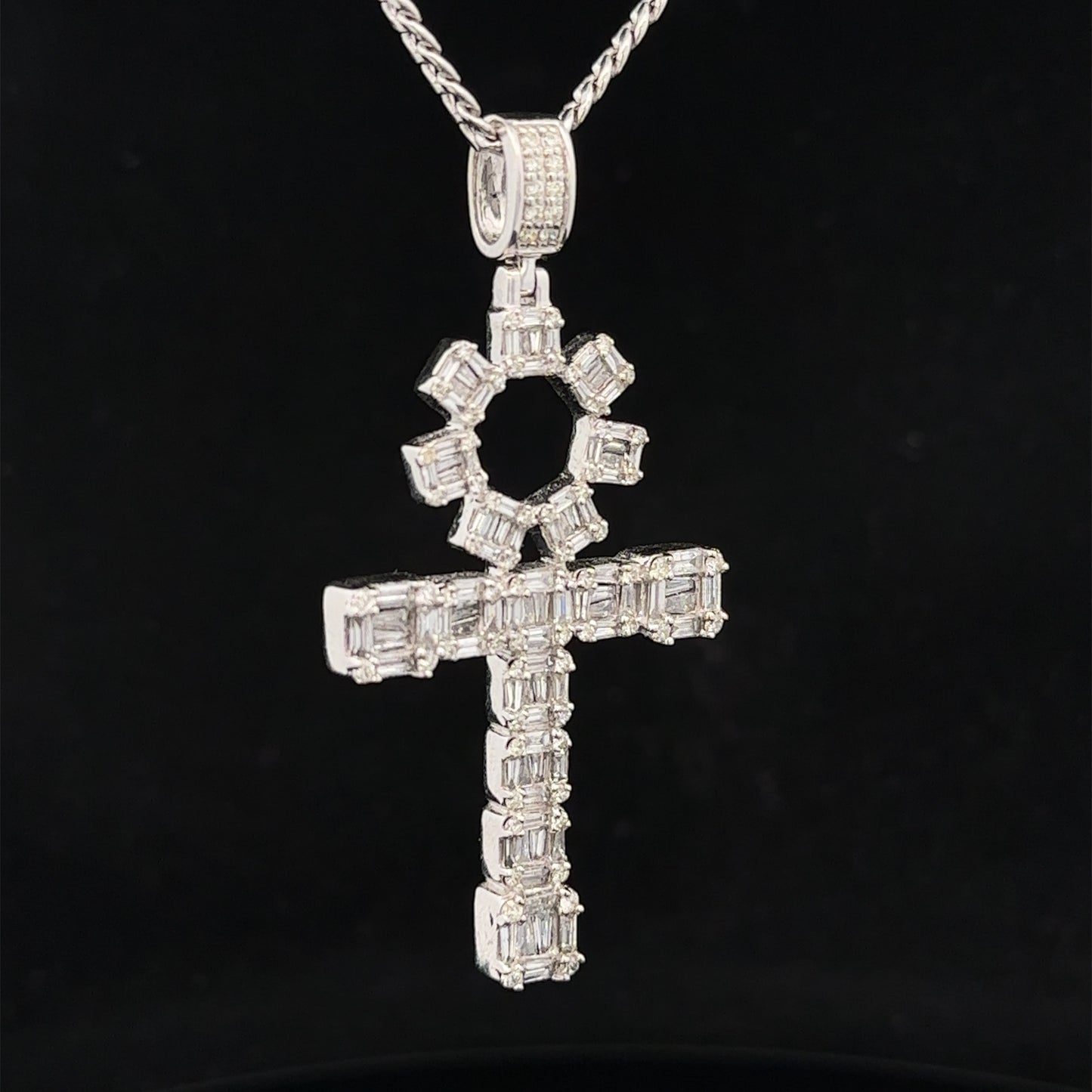 14k white gold and diamond Ankh Pendant
