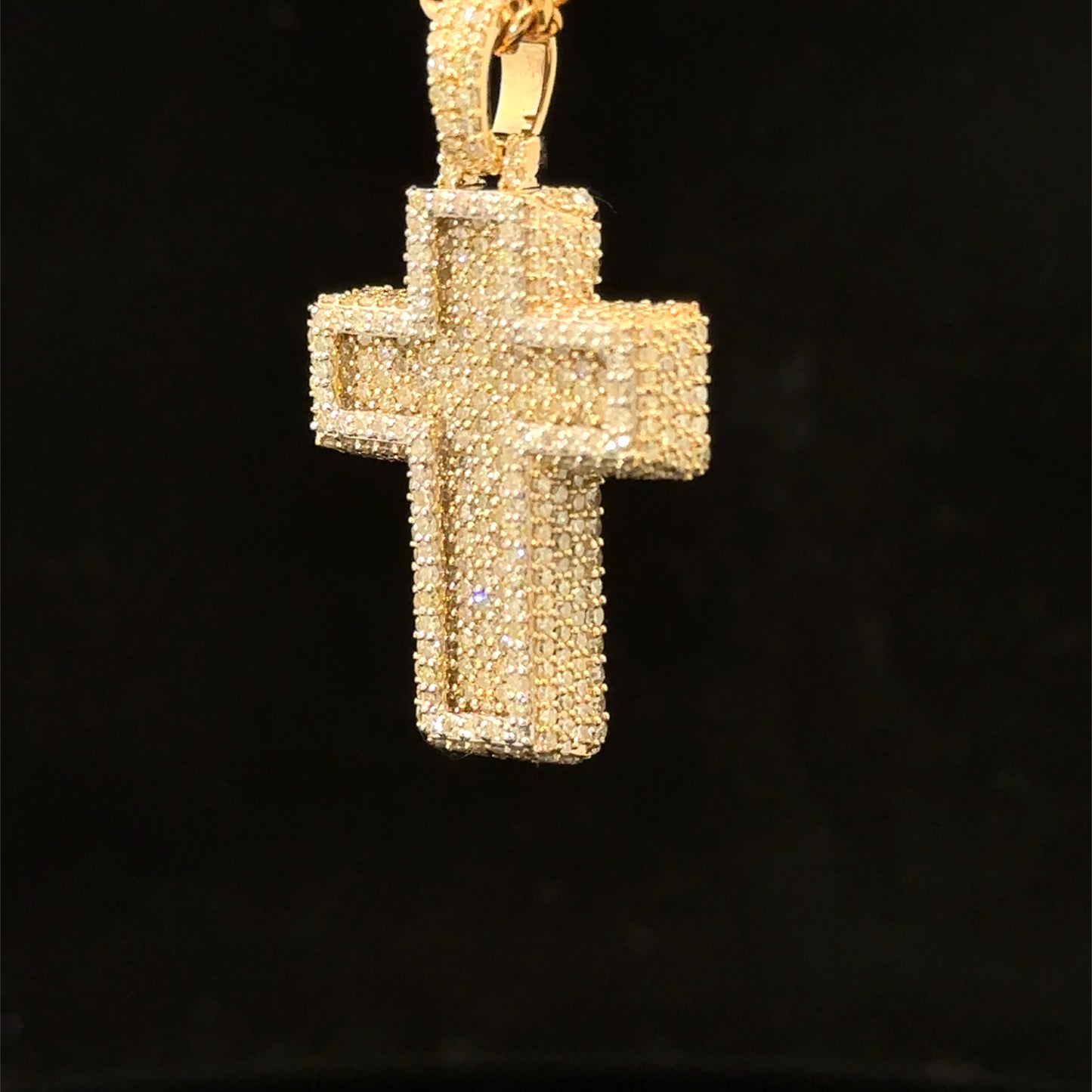 10K Yellow Gold Cross Pendant with Diamonds